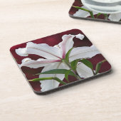 White Oriental Lily Bloom Floral Bier Onderzetter (Linkerzijde)