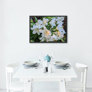 White Oriental Lily Blooms Floral Perfect Poster