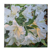 White Oriental Lily Blooms Floral Tegeltje (Voorkant)