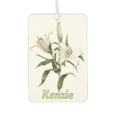 White Oriental Lily Botanical Art gepersonaliseerd Luchtverfrisser (Voorkant)