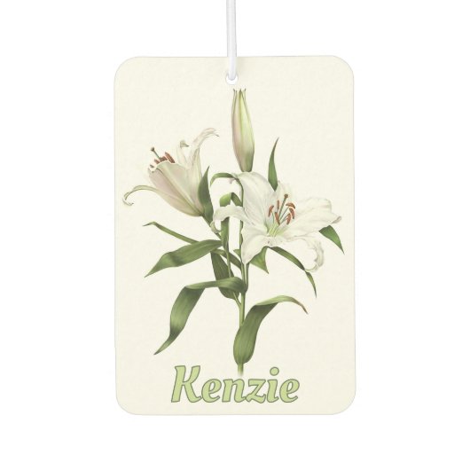 White Oriental Lily Botanical Art gepersonaliseerd Luchtverfrisser (Voorkant)