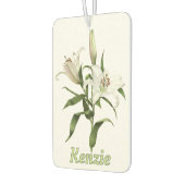 White Oriental Lily Botanical Art gepersonaliseerd Luchtverfrisser (Links)