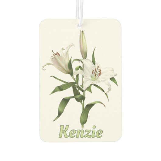 White Oriental Lily Botanical Art gepersonaliseerd Luchtverfrisser (Achterkant)