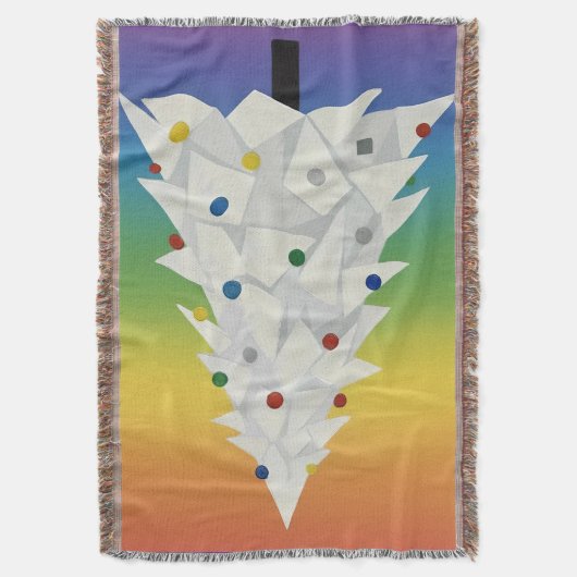 White origami Christmas Tree Deken (Voorkant Verticaal)