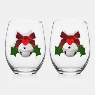 White Ornament and Holly Drinkware Set Wijnglas Zonder Voet