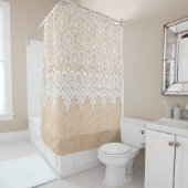White Ornamental Lace over fabric design Douchegordijn (In situ)