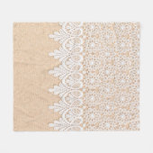 White Ornamental Lace over fabric design Fleece Deken (Voorkant (Horizontaal))