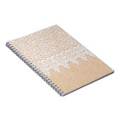 White Ornamental Lace over fabric design Notitieboek (Rechterzijde)