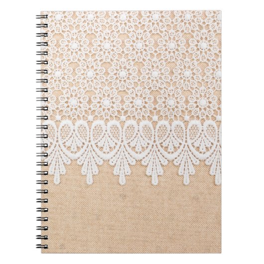 White Ornamental Lace over fabric design Notitieboek (Voorkant)