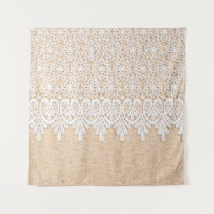 White Ornamental Lace over fabric design Wandkleed