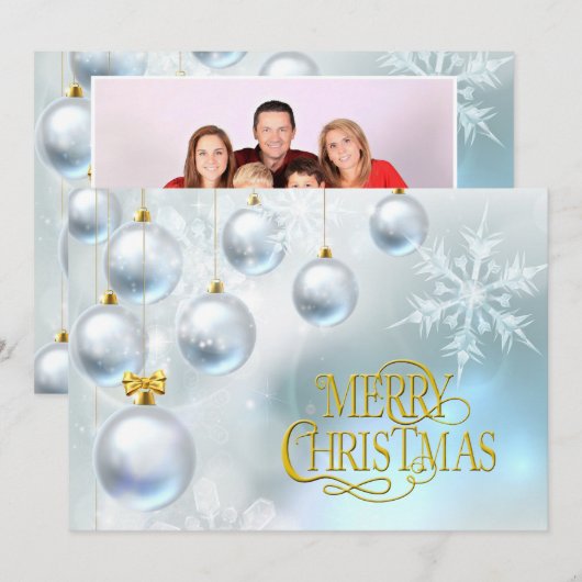 White Ornaments Merry Christmas - Personalize Feestdagenkaart (Voorkant / Achterkant)