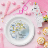 White Ornaments Merry Christmas - Personalize Papieren Bordje (Feest)