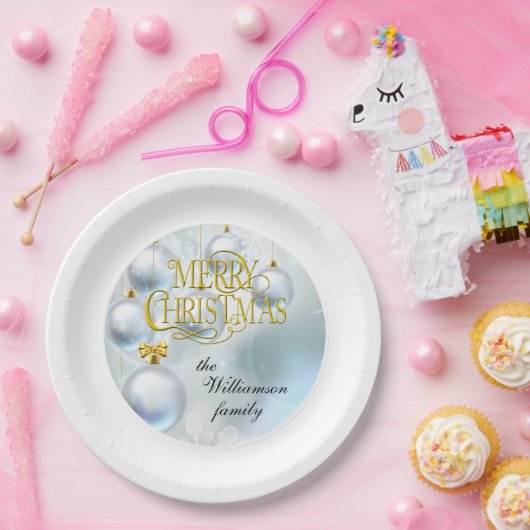 White Ornaments Merry Christmas - Personalize Papieren Bordje (Feest)