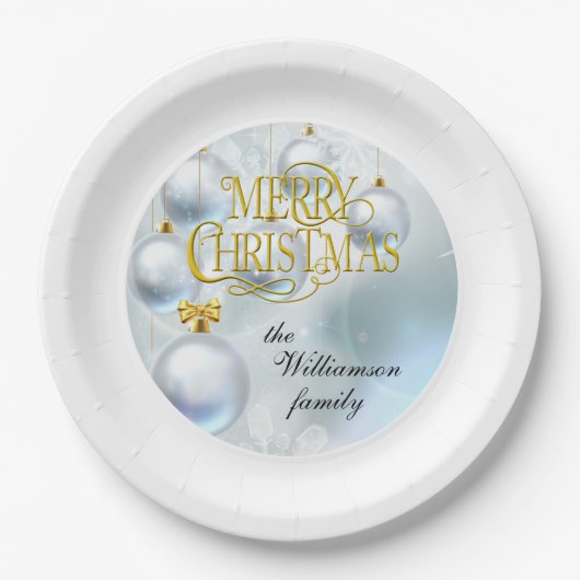 White Ornaments Merry Christmas - Personalize Papieren Bordje (Voorkant)