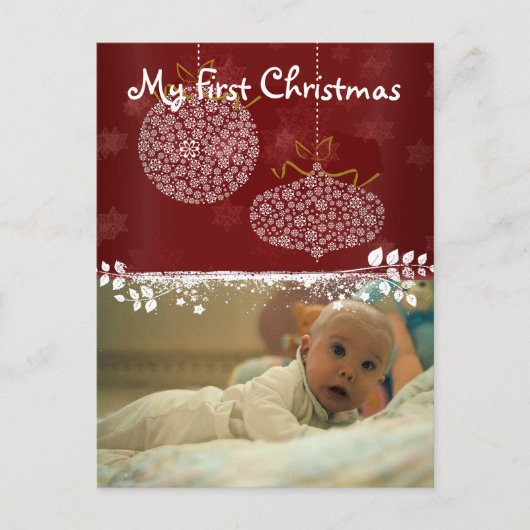 White Ornaments My First kerstfoto Briefkaart (Voorkant)