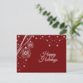 White Ornaments Red Elegant Briefkaart (Staand voorkant)