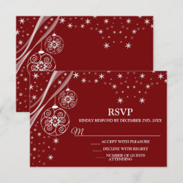 White Ornaments Stars Red Elegant RSVP Kaartje