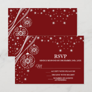 White Ornaments Stars Red Elegant RSVP Kaartje