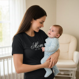 White Ornate Script Established Mom T-shirt