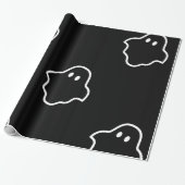 White Outline Ghost in Black Background Cadeaupapier (Uitgerold)