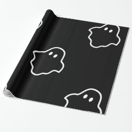 White Outline Ghost in Black Background Cadeaupapier