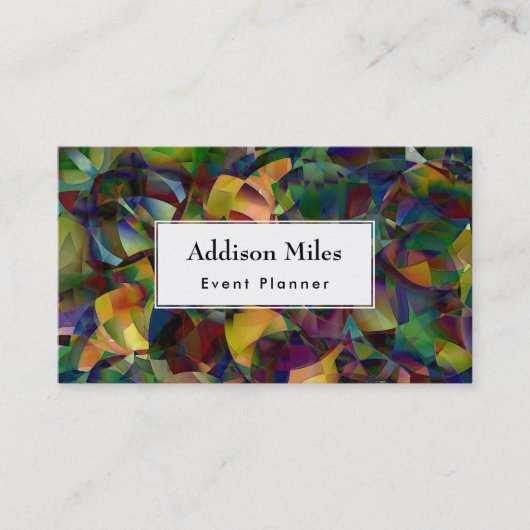 White Over Colorful, Kaleidoscopische kunst Visitekaartje (Voorkant)