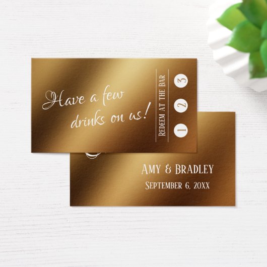 White Over Faux Gold, 3 Punch Drink Tickets Visitekaartjes (Bureau)