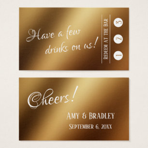 White Over Faux Gold, 3 Punch Drink Tickets Visitekaartjes
