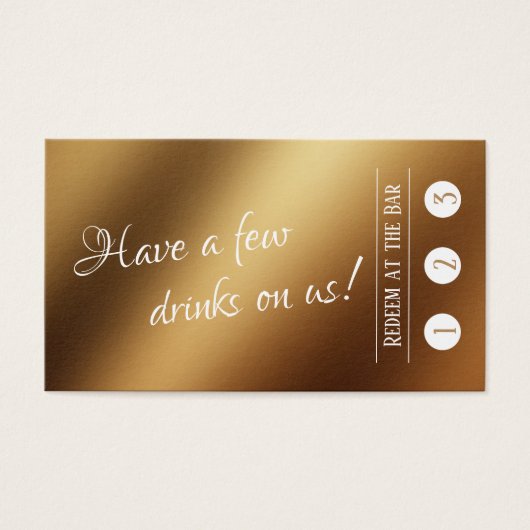 White Over Faux Gold, 3 Punch Drink Tickets Visitekaartjes (Voorkant)