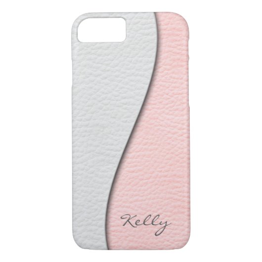 White over roze lederen blik Case-Mate iPhone case (Achterkant)