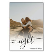 White overlay chic script namen foto's bruiloft kaart (Voorkant)