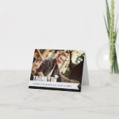 White Overlay Ribbon Graduation Cap Modern Foto Bedankkaart (Voorkant)