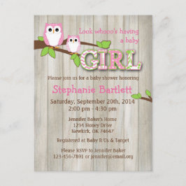 White Owl Chevron Baby shower Uitnodiging