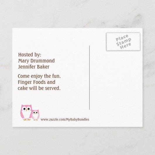 White Owl Chevron Baby shower Uitnodiging Briefkaart (Achterkant)