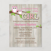 White Owl Chevron Baby shower Uitnodiging Briefkaart (Voorkant)