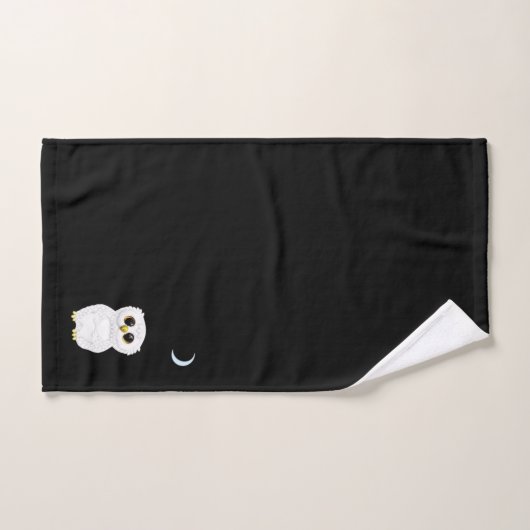 White Owl & Crescent Moon Black Bad Handdoek (Handdoek)