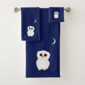 White Owl & Crescent Moon on Navy Blue Bad Handdoek (Insitu)