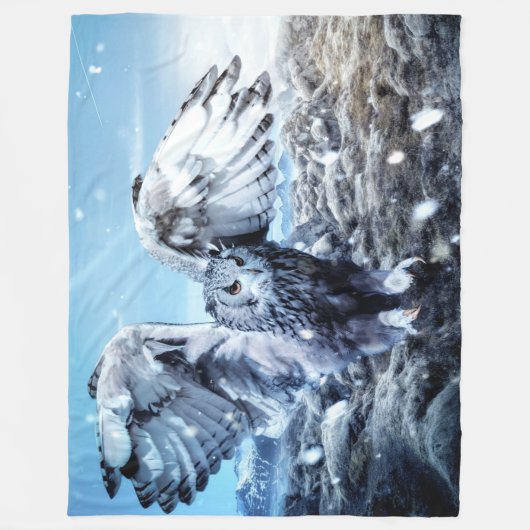 WHITE OWL FLEECE DEKEN (Voorkant)