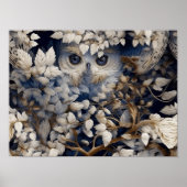 White Owl Hidden Animal | Owl Wall Print (Voorkant)