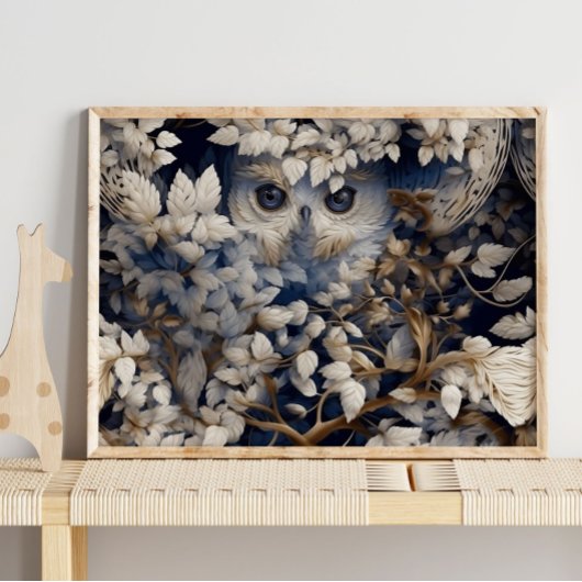 White Owl Hidden Animal | Owl Wall Print