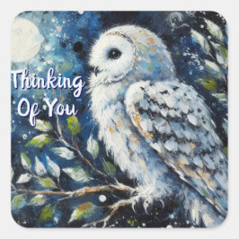 White Owl Moonlight aan je denken Vierkante Sticker