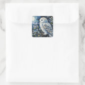 White Owl Moonlight Bedankt Vierkante Sticker (Tas)