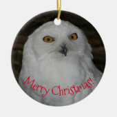 White Owl Photo Kerstmis Keramisch Ornament (Voorkant)
