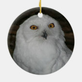 White Owl Photo Kerstmis Keramisch Ornament (Achterkant)