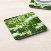 White Oxeye Daisy Abstract Floral Drankjes Onderzetter (Linkerzijde)