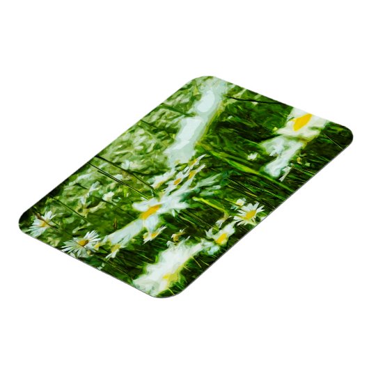 White Oxeye Daisy Abstract Floral Magneet (Linkerzijde)
