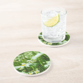 White Oxeye Daisy Abstract Floral Zandsteen Onderzetter (Zijkant)