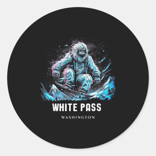 White P Washington Ski Skiing Skier _1 Ronde Sticker (Voorkant)
