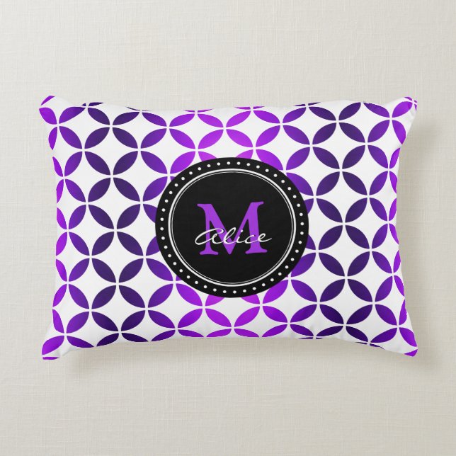 White Paars Abstract Circles Patroon Accent Kussen (Voorkant)