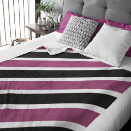 White Paars Black Diagonal Stripes Small Blanket Fleece Deken